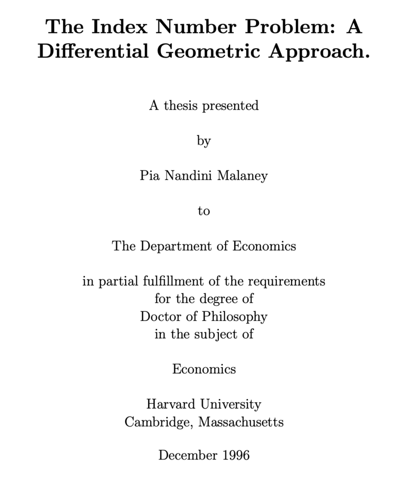 The Index Number Problem: A Differential Geometric Approach - The ...